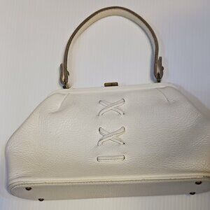 Vintage Saber White Pebble Leather Handbag